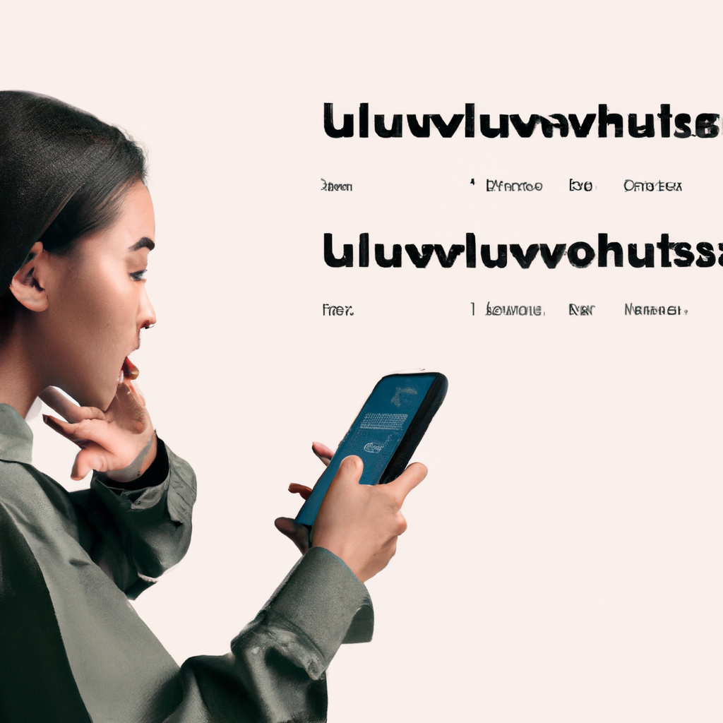 Student practicing pronunciation with a phone app showing waveform, minimalist background